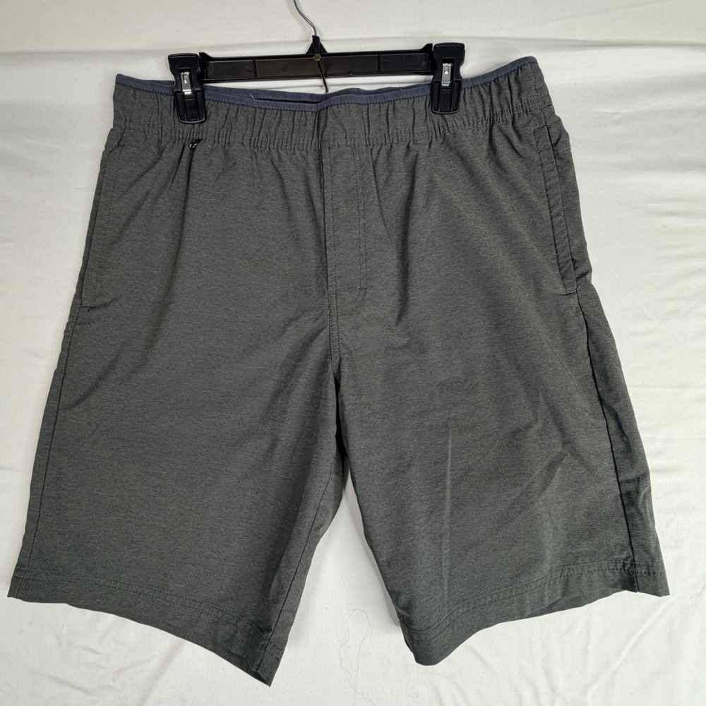 Voyager Mens Hybrid Shorts Charcoal Gray Heather Elastic Waist Stretch Size L